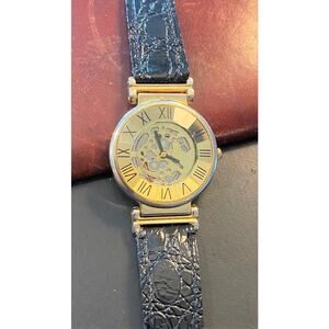 Women's Sergio II Watch, Gold Tone Skeleton Watch, Faceted Crystal